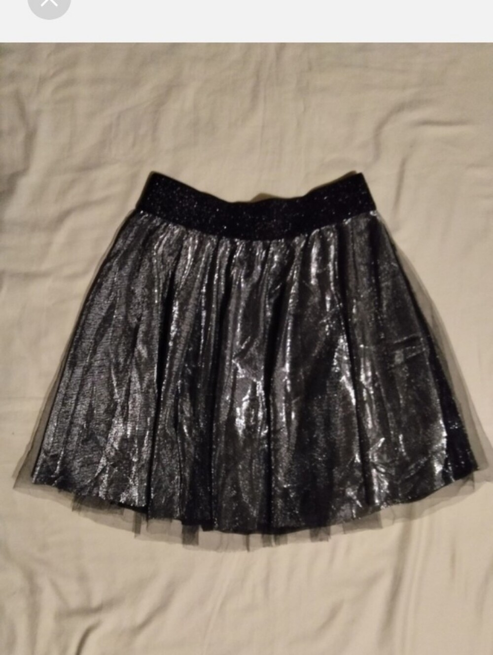 Black Shimmer Circle Skirt with Glitter Waistband